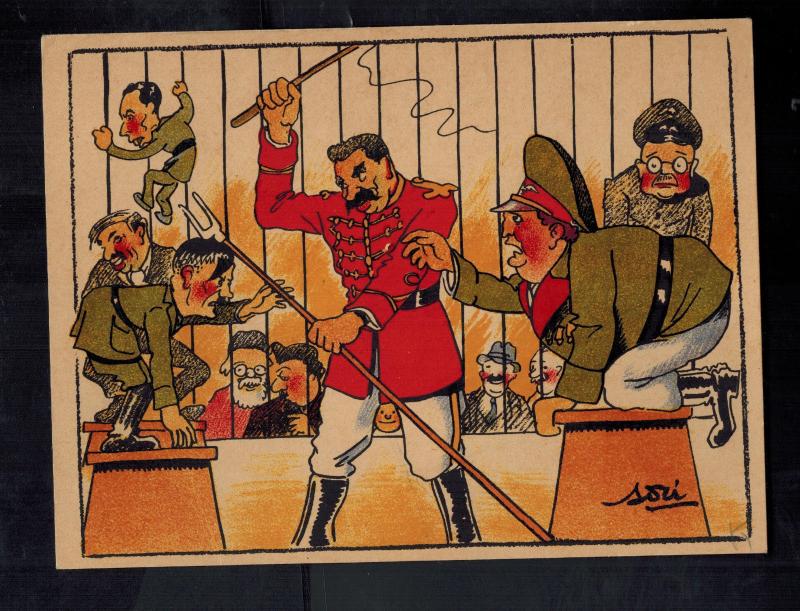 Mint WW2 USSR Soviet Union Postcard Joseph Stalin German Lion Tamer