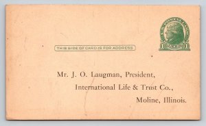 President Laugman   International Life & Trust Co.  Moline  Illinois   Postcard