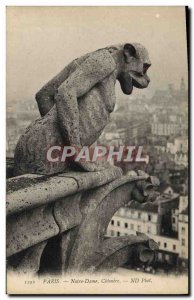 Old Postcard Gargoyle Paris church Notre Dame Chimere