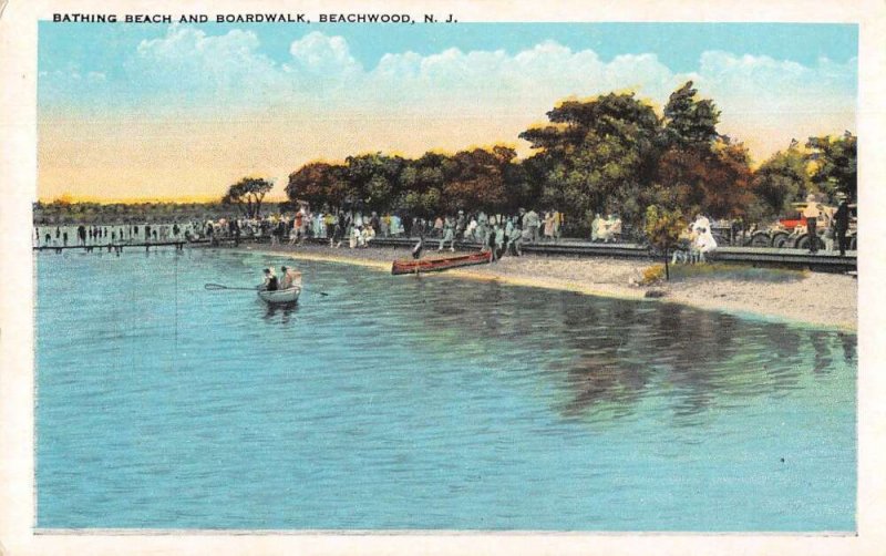Beachwood New Jersey Bathing Beach and Boardwalk Vintage Postcard AA51433