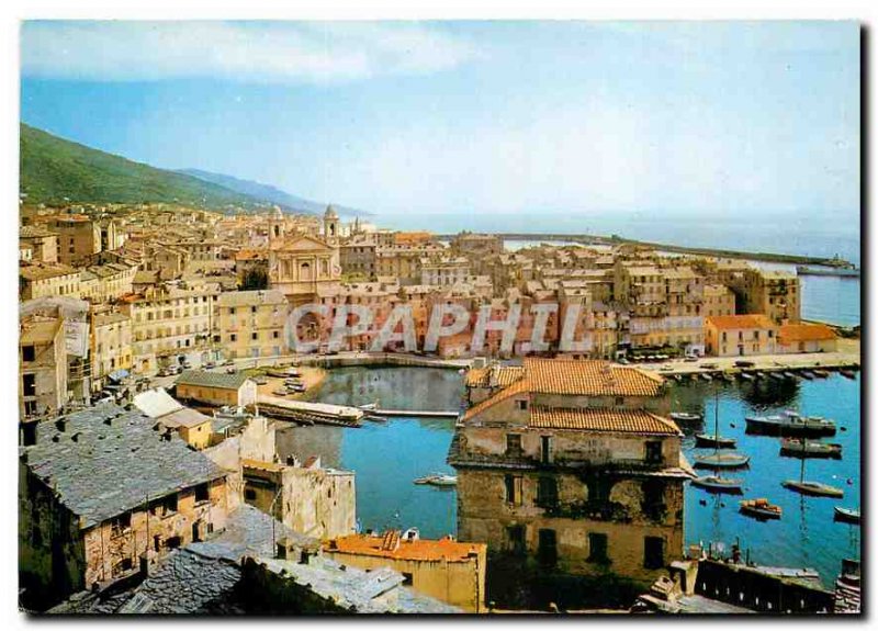 Modern Postcard Corsica unforgettable Bastia Port and Old Town