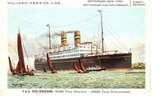 Vintage Postcard 1910's Steamer Ship Holland America Line Rotterdam New York