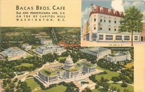 Bacas Brothers Cafe roadside 1937 Washington DC linen Teich postcard 7882