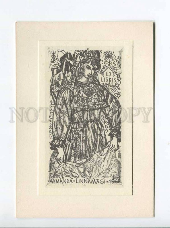 271774 USSR Evald Okas Armanda Linnamagi ex-libris bookplate 1970 year