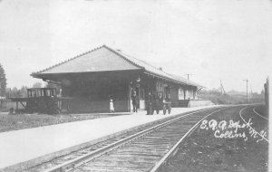 RPPC E.R.Q. TRAIN DEPOT COLLINS NEW YORK WESTERN UNION REAL PHOTO POSTCARD 1915