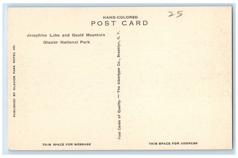 c1960s Josephine Lake And Gould Mountain Glacier County Montana MT Tree Postcard