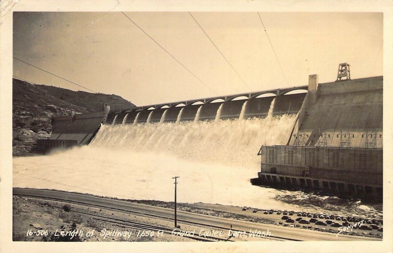 Real Photo,Sawyer Photo 506, Grand Coulee Dam, Columbia River, WA,  Old Postcard