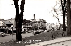 Real Photo Postcard 4th Avenue Business District in Baraboo, Wisconsin
