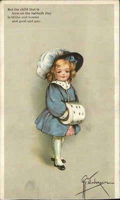 Grace Wiederseim - Little Girl SUNDAY'S CHILD Postcard SW...