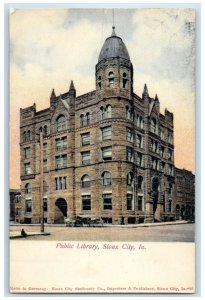 c1910 Public Library Exterior Building Sioux City Iowa Vintage Antique Postcard