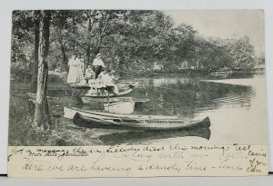 Akron Ohio State Mills Fishing Party Family Boats c1910 Postcard M1