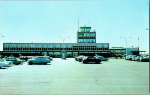 1960s Vintage Postcard Air Terminal Building Car Park Regina