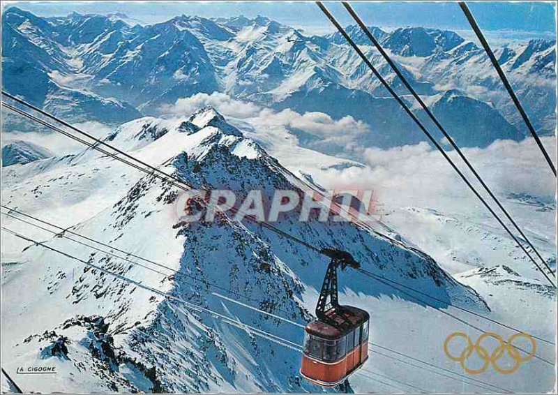 'Postcard Modern Alpe d''Huez 1800 m alt Telepheriqu the Pic Blanc (Alt 3350 ...