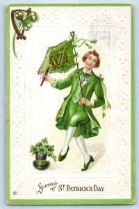 St. Patrick's Day Man Dancing With Flag Embossed Cincinnati Ohio OH Postcard