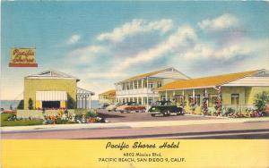 Linen Postcard; Pacific Shore Hotel 4802 Mission Blvd Pacific Beach San Diego CA