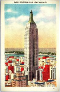 VINTAGE POSTCARD THE EMPIRE STATE BUILDING NEW YORK CITY HUDSON RIVER