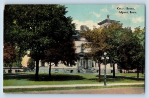 Algona Iowa Postcard Court House Exterior Building 1912 Vintage Antique Posted