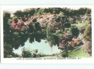 Old RPPC - GARDEN LAKE AT BUTCHART GARDENS IN VICTORIA British Columbia BC p2620