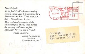 Chester, W Va, USA Clubhouse Turn, Waterford Park Horse Racing 1961 Missing S...