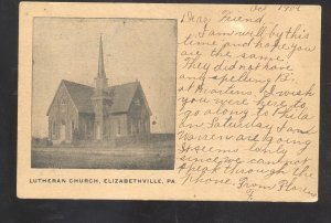 ELIZABETHVILLE PENNSYLVANIA LUTHERAN CHURCH PA VINTAGE POSTCARD 1906