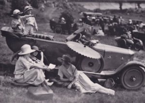 1922 Brooklands F1 Motor Race Track Summer Picnic Members Hill BBC Postcard