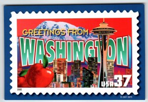 Greetings From Washington Large Letter Chrome Postcard USPS 2001 Space Needle