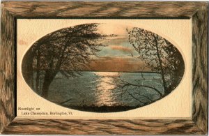 Moonlight on Lake Champlain, Burlington VT c1911 Vintage Postcard U26