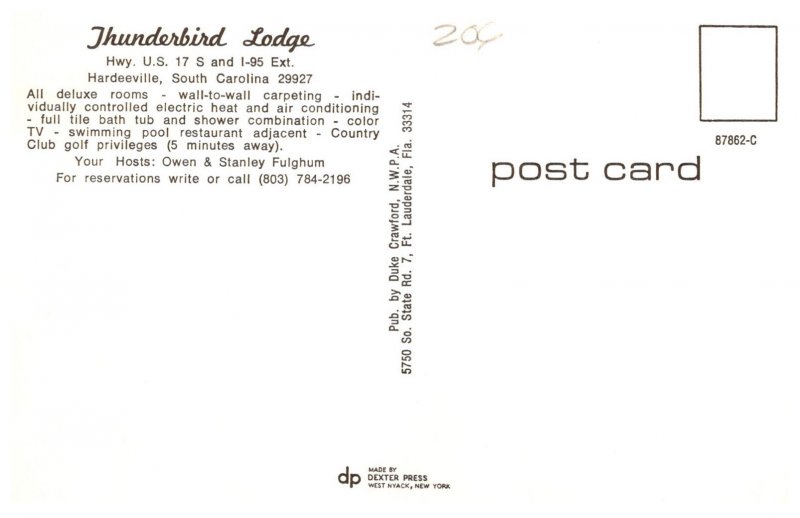 South Carolina  Hardeeville Thunderbird Lodge