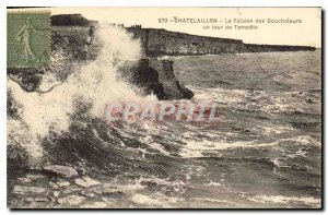 Old Postcard Chatelaillon La Falaise Boucholeurs one day Tempete