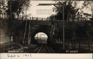 Newbury VT Bridge RR Tracks Hardy Real Photo Postcard c1910