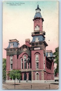 Indianola Iowa IA Postcard Warren Co. Court House Exterior c1909 Vintage Antique