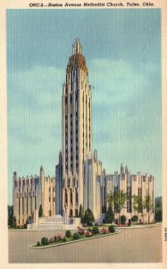Vintage Postcard 1919 View of Boston Avenue Methodist Church Tulsa Oklahoma OK