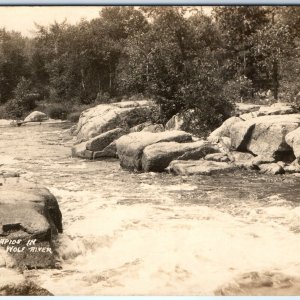 c1910s Wolf River, WI Rapids RPPC Indian Reservation Man Fish Photo A101