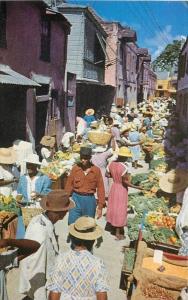 Allmon Barbados Fruit Market Street Scene 1957 Maclehose postcard 8282