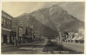 canada, BANFF, Alberta, Avenue, Post Office (1920s) RPPC Postcard