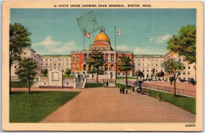 VINTAGE POSTCARD STATE HOUSE SHAW MEMORIAL BOSTON VOTE FOR O' BRIEN AS SENATOR