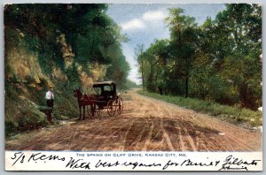 Kansas City Missouri 1907 Postcard The Spring Cliff Drive