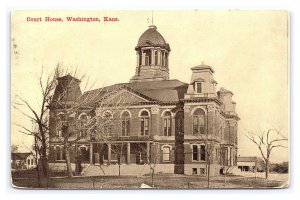 Court House Washington Kansas c1914 Postcard