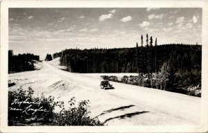 Postcard Ontario RPPC Real Photo Highway near Longlac - Classic Car 1930s K3