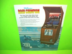 ROAD CHAMPION Original 1977 Video Arcade Game Flyer Race Car Driver Vintage