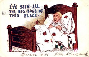 Humour Man In Bed With Bugs I've Seen All The Big Bugs Of This Place 1906