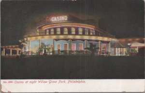 Postcard Casino at Night Willow Grove Park Philadelphia PA