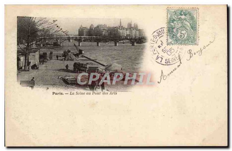 Paris - The Seine at the Pont des Arts - Old Postcard