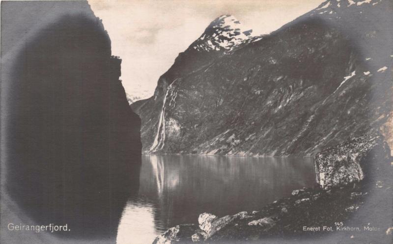 GEIRANGERFJORD NORGE ~KIRKHORN #145 PHOTO POSTCARD 1910