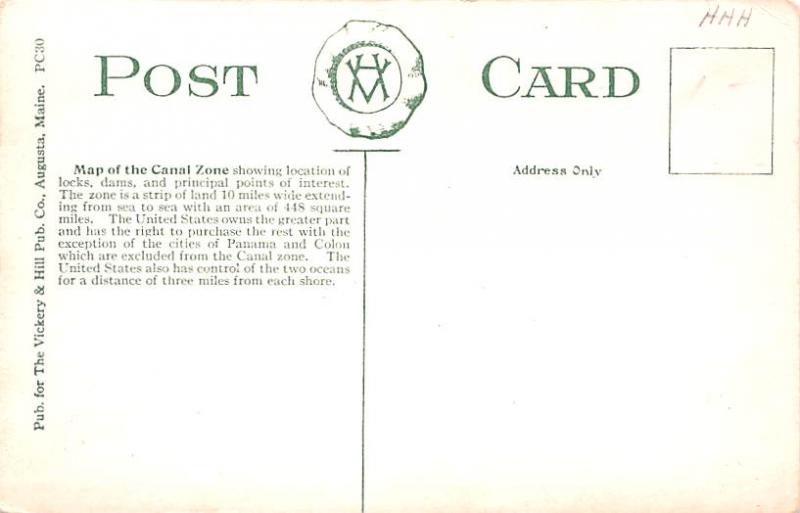  Panama Postcard Canal Zone Map 
