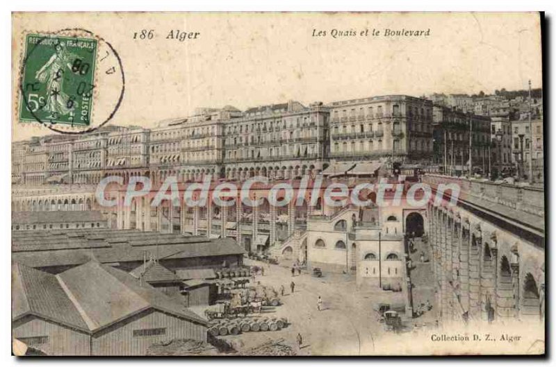 Old Postcard Alger Quays and The Boulevard