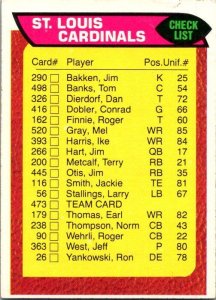 1976 Topps Football Card St Louis Cardinals Checklist sk4289