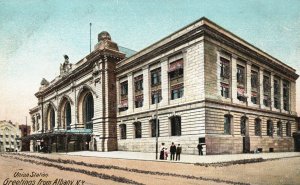 Vintage Postcard Union Station Building Greetings From Albany New York H. C. L.