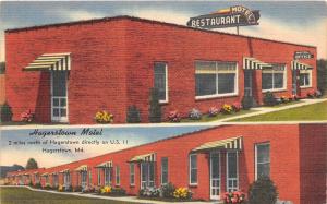 E30/ Hagerstown Maryland Md Postcard Linen Hagerstown Motel 2View Restaurant