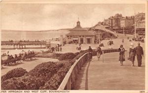 BOURNEMOUTH DORSET ENGLAND~PIER APPROACH & WEST CLIFF~SOLOGRAPH POSTCARD c1950